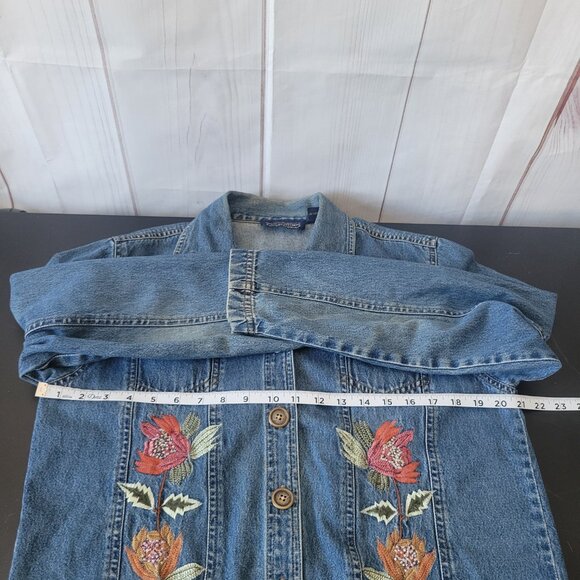 Vintage Ikon Clothing Embroidered/Beaded 100% Cotton Denim Button-Down Jacket - Picture 9 of 10
